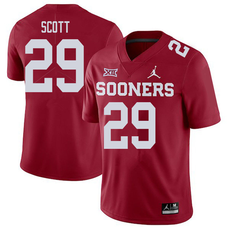 Men #29 Jaedyn Scott Oklahoma Sooners College Football Jerseys Sale-Crimson